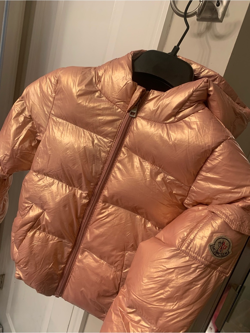 Moncler Rose Gold Puffer Jacket with Hood
